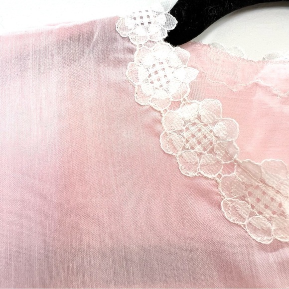 Vintage Pink White Lace Night Gown 46 - Picture 7 of 11
